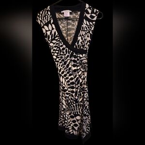 La Belle Black and White Cocktail Mini Dress Wrap Style And Ruched Side